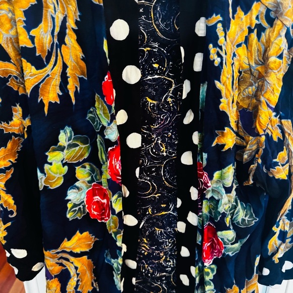 CAROLE LITTLE Black Blazer with Gold Polka Dot and Floral Design - SZ Large - Picture 6 of 6